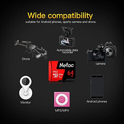 Wewoo Carte Micro SD P500 PRO 64 Go U3 Niveau de vitesse Automobile Enregistreur de données Moniteur mémoire pour appareil photo TF pas cher