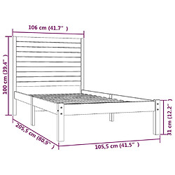 vidaXL Cadre de lit sans matelas marron miel 100x200 cm bois massif pas cher