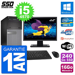 PC Tour Dell 3020 Ecran 22" Intel i5-4570 RAM 16Go SSD 240Go Windows 10 Wifi - Occasion