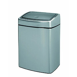 Brabantia 477225 Poubelle Touch Bin Rectangulaire avec seau en plastique 10 L - Acier mat anti-trace de doigt