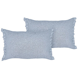 Beliani Lot de 2 coussins SASSAFRAS Lin 30 x 45 cm Unicolore Bleu clair