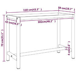 vidaXL Cadre de banc de travail Noir et rouge mat 110x50x79 cm Métal pas cher