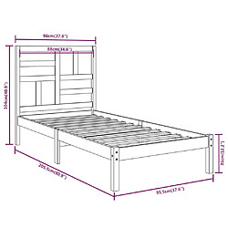 vidaXL Cadre de lit sans matelas blanc bois massif 90x200 cm pas cher