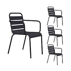 Mes Ensemble table de jardin + 4 fauteuils en métal gris - BACA pas cher