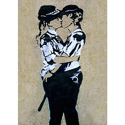 EPIKASA Impression sur Toile Banksy Baiser entre Policières