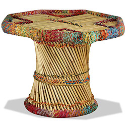 vidaXL Table basse Bambou avec Détails Chindi Multicolore 