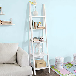 SoBuy FRG101-W Bibliothèques de salon, Étagère style échelle-5 étages â€“Blanc