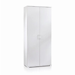 Kiamami Valentina ARMOIRE POLYVALENTE AVEC 2 PORTES BATTANTES ET 4 ÉTAGÈRES BLANC