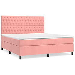 Maison Chic Lit Adulte - Lit simple Lit à sommier tapissier avec matelas moelleux - Meuble de Chambre - Rose 180x200 cm Velours -MN55449