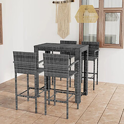 Maison Chic Jeu de bar de jardin 5 pcs avec accoudoirs,Mobilier d'extérieur Résine tressée Gris -GKD976830