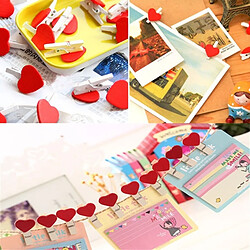 Wewoo 50 pcs mini coeur rouge amour en bois papier photo pince à linge à artisanat carte postale clips pas cher