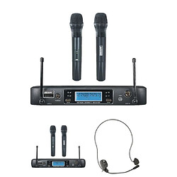 Power DOUBLE Micro Main UHF PRO sans fil LCD DJ PRO PARTY KARAOKE 2 X100 Fréquences DSP DUO RACKABLE MICRO SERRE-TÊTE CAPSULE UNIDIREC- TI