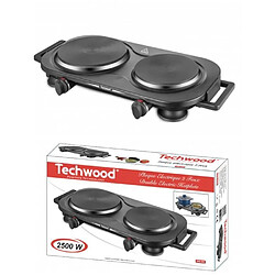 Techwood Double Plaque Chauffante Électrique 2 Foyers 2500 W Protection contre la surchauffe Noire