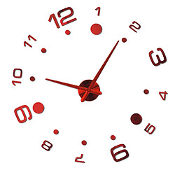 Avis moderne diy grande horloge murale grande montre 3d miroir quartz analogique horloge rouge