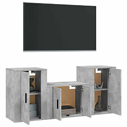 Avis Maison Chic Ensemble de meubles TV 3 pcs pour salon - Gris béton Bois d'ingénierie -MN55460