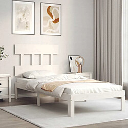 Avis Maison Chic Cadre/structure de lit avec tête de lit pour adulte - Lit Moderne Chambre blanc simple bois massif -MN49576