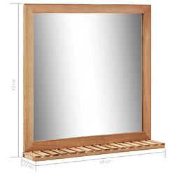 vidaXL Miroir de salle de bain 60 x 12 x 62 cm Bois de noyer massif pas cher