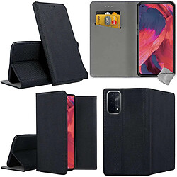 Htdmobiles Housse etui portefeuille avec coque intérieure en silicone pour Oppo A54 5G / A74 5G + film ecran - NOIR MAGNET