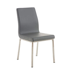 Decoshop26 Chaise de salle à manger x1 style épuré en PVC gris et acier inoxydable 10_0002007