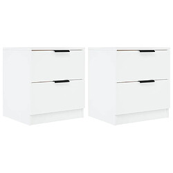 Maison Chic Lot de 2 Tables de chevet,Table de nuit,Table d'appoint pour salon Blanc Bois d'ingénierie -MN67673