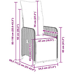 vidaXL Chaise inclinable de jardin avec coussins beige résine tressée pas cher