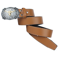 Avis Ceinture En Cuir Western Cowboy Pour Homme Avec Boucle De Tête De Vache Arabesque Marron