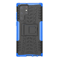 Coque en TPU anti-rayures, texture pneu avec béquille bleu pour votre Samsung Galaxy S22 Ultra