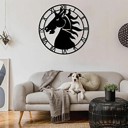 DEKORY Cheval Horloge Murale en Métal 50cm