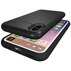 Acheter Wewoo Coque renforcée noir pour iPhone X Texture brossé Housse de protection arrière avec support et fente carte