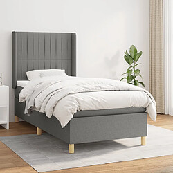 Maison Chic Lit Adulte - Lit simple Lit à sommier tapissier et matelas moelleux - Meuble de Chambre - Gris foncé 90x190 cm Tissu -MN65104