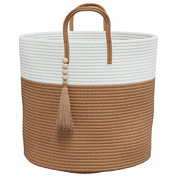 Acheter vidaXL Panier de rangement marron et blanc Ø40x35 cm coton