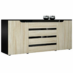 Mpc Buffet Bas Noir Mat Et Aspect Chêne (lxhxp) : 166 X 72 X 35