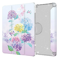 Etui en PU trois volets avec support transparent fleur/coloré pour votre Apple iPad 10.2 (2020)(2019)