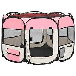 vidaXL Parc pour chiens pliable avec sac de transport Rose 90x90x58 cm