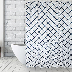 MSV Rideau de douche Polyester GRANADA 180x200cm QUALITÉ PREMIUM Blanc & Bleu - Anneaux inclus