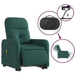 Acheter vidaXL Fauteuil inclinable de massage électrique Vert foncé Tissu