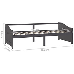 vidaXL Lit de repos 3 places sans matelas Gris foncé 90x200 cm pas cher