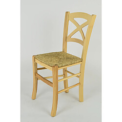 Tommychairs - Set 4 chaises Cross pour la Cuisine, Bar et la Salle à Manger, Structure en Bois Coleur Naturel et Assise en Paille