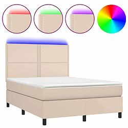 Sommier à lattes LED,Cadre à lattes de lit avec matelas pour Adulte Cappuccino 140x190 cm -MN56914