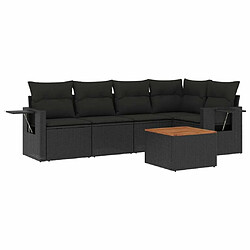 Maison Chic Salon de jardin 6 pcs avec coussins | Ensemble de Table et chaises | Mobilier d'Extérieur noir résine tressée -GKD41230