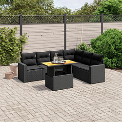 Maison Chic Ensemble Tables et chaises d'extérieur 7pcs avec coussins,Salon de jardin noir résine tressée -GKD476229