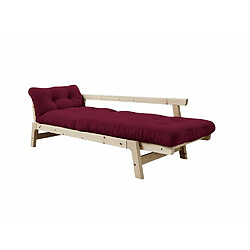 Avis Inside 75 Banquette convertible futon STEP pin massif coloris bordeaux couchage 70x200 cm.