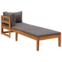 Maison Chic Chaise longue | Transat Bain de soleil avec 1 accoudoir Gris foncé Bois d'acacia solide -GKD89523