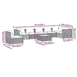 vidaXL Salon de jardin 8 pcs avec coussins Résine tressée Marron pas cher