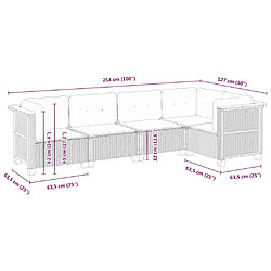 vidaXL Salon de jardin 5 pcs avec coussins noir résine tressée pas cher