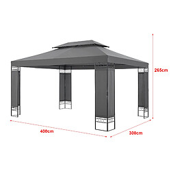 Avis Tonnelle de jardin Lanciano avec structure en acier 400 x 300 x 265 cm gris foncé [en.casa]