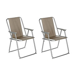 Lot de 2 chaises de camping pliantes coloris taupe - L. 74.5 x l. 53 x H. 7cm -PEGANE-