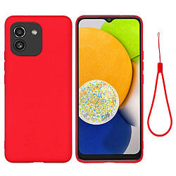 Coque en silicone anti-rayures avec sangle rouge pour votre Samsung Galaxy A03 (164.2 x 75.9 x 9.1mm)