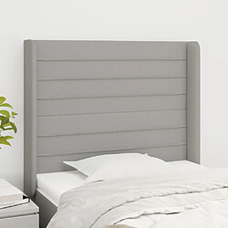 Maison Chic Tête de lit scandinave avec oreilles,meuble de chambre Gris clair 93x16x118/128 cm Tissu -MN99444