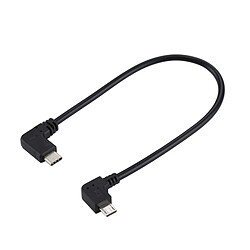 Wewoo Câble multifonction pour Samsung, Huawei, Xiaomi, HTC, Meizu, Sony et autres Smartphones Coude mâle USB-C / Type-C vers Micro USB adaptateur coudé mâle, longueur totale: environ 25cm,